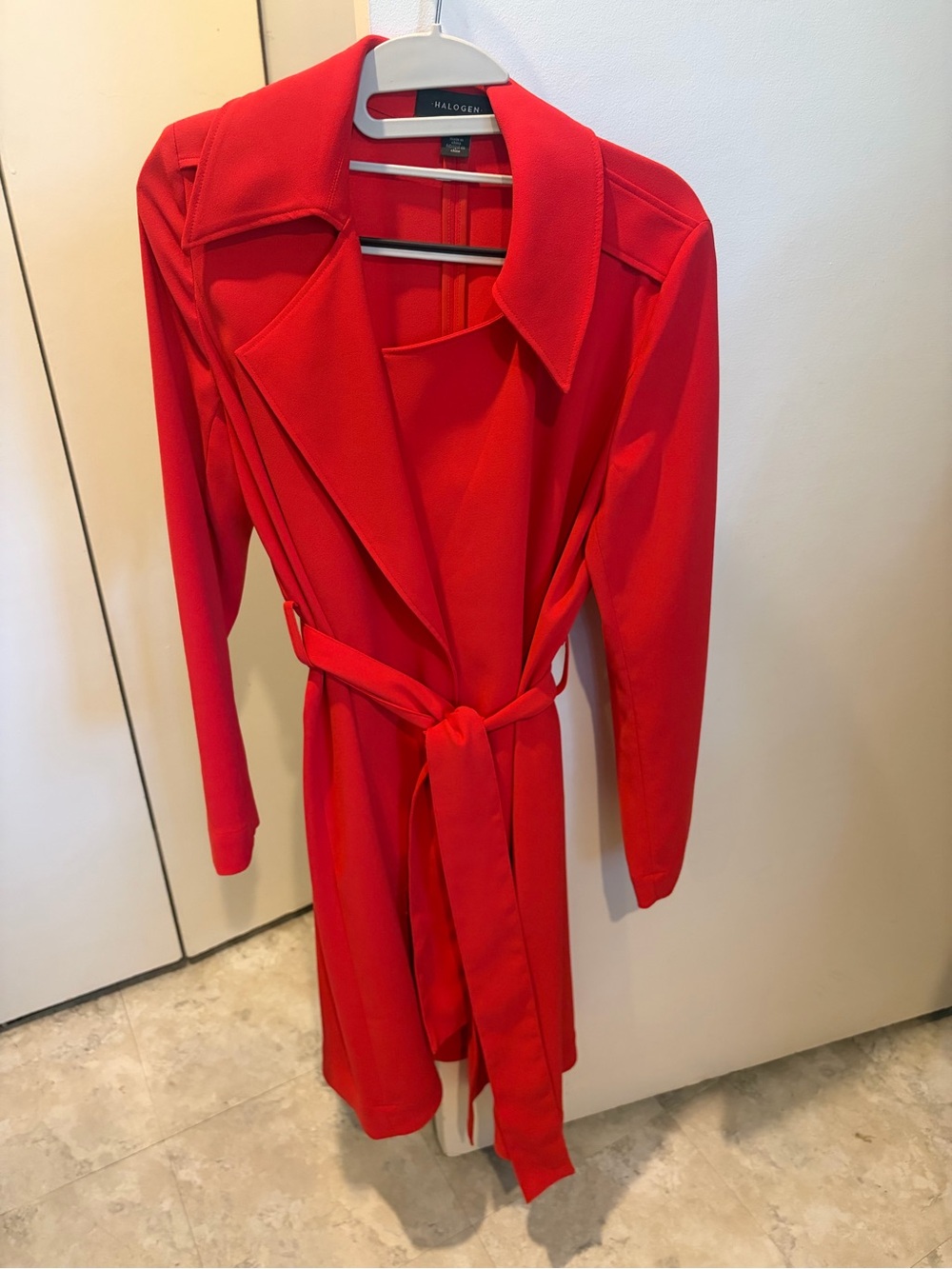 Halogen Vibrant Red Belted Trench Coat – XS